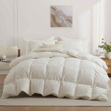 All Season Fluffy 90% White Down Comforter 800 Fill Power Organic Cotton Cover picture