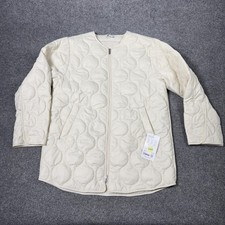 Athleta Alight Jacket Womens Small White Quilted Insulated Full Zip Mid Length picture