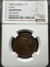 1847/47 N-18 R5 Braided Hair Large Cent Coin 1c NGC AU Details Regrade Candidate picture
