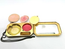 Melba Vintage Triple Vanity Compact Handle Hammered Gold Tone Patented 1924 picture
