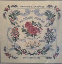 VTG Sunset Crewel Hand Embroidery Kit “Wedding Herbs” Colorful Floral Herbs NEW picture