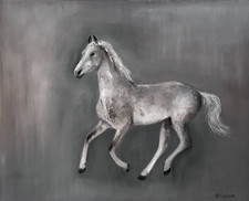 ORIGINAL OIL PAINTING HORS  STRETCH CANVAS SIGNED picture