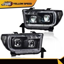 Black/Clear LED Tube Projector Headlights Fit For 07-13 Tundra 08-17 Sequoia New picture