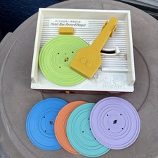 Vintage 1971 Fisher Price Music Box Record Player w/ all 5 records Tested Works picture