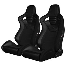 Braum Black Fabric and Leatherette ELITE-S Series Racing Seats BRR1S-BKBS -Pair picture