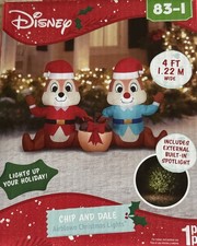 Disney Chip And Dale With Santa Hat Christmas 4' Light Up Airblown Inflatable picture