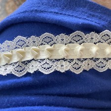 18 Yds Vintage 1 Inch Offray Layered white ribbon Lace ‘Caroline’ New Old Stock picture