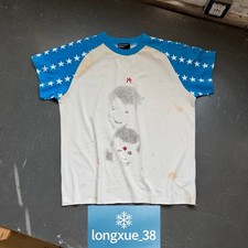 American Vintage Graffiti Blue White T Shirt Unisex High Street Short Sleeve Tee picture