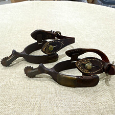 Rare Mid-20th Century David Bridges Hand-Forged Texas Custom Ranch Spurs picture