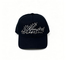NWT Black Amiri Crystal Rhinestone Script Embroidery Streetwear Baseball Cup picture