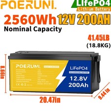 12V 200Ah LiFePO4 Lithium Battery Deep Cycle Built-in BMS for Solar RV Off-Grid picture