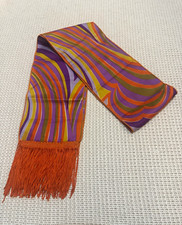 VTG 60s/70s Women’s Retro Groovy Purple Orange Fringe Scarf picture