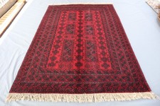 7x9 Vintage Afghan Yaqub Khani Red Wool Hand Knotted Geometric Tribal Rug picture