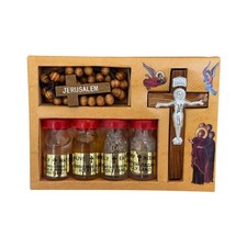 Blessing Kit Bottles and olive wood Cross from The Holy Land Jerusalem picture