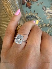 Elongated Cushion Cut 3Ct Lab-Grown Diamond Solitaire Engagement Ring 14k Gold picture