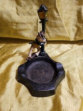 Vintange Cast Iron Ashtray Drunk Man On Light Pole Collectible Rare picture