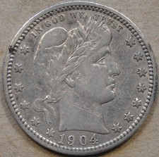 1904-O Barber Quarter 25c XF as Pictured L3-2 picture
