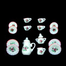 15PC Dollhouse Miniature 1:12 Scale Tea Set Cup Kitchen Kit Accessories Ceramic picture