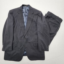 Vtg Southwick USA 44R 36x30 Gray Pinstripe Wool 2Btn 2Pc Old Money Mens Suit picture
