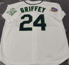 VINTAGE Ken Griffey Jr. #24 Mariners Throwback White Sewn Stitched Jersey. picture