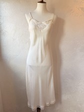 1930s–1940s Vintage Silk/Rayon Slip Dress • Lace Appliqué • Bias Cut • Small picture