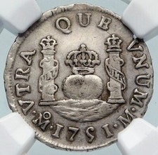 1751 Mo MEXICO under SPAIN King FERDINAND VI Silver Antique Real Coin NGC i85373 picture