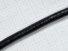 Southwire 16/2C SJTOW PVC Flexible Power Cable Cord 105C 300V VW-1 Black /25ft picture