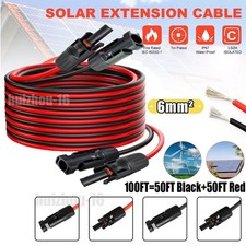 100FT 10 AWG Solar Panel Extension Cable PV Wire Solar Connectors Pair 6mm² picture