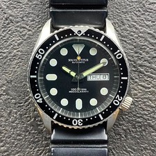 Rare SOLVIL ET TITUS Diver Automatic Day Date Black Dial Watch Vintage Swiss picture