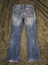 Vintage Low Rise Hudson Bootcut Jeans W1700HA Blue Distressed picture