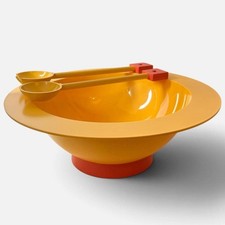 VTG Alessi Euclid Salad Bowl Servers Set Michael Graves Memphis Retro Yellow picture