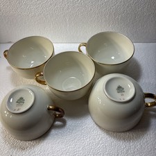 VTG Bohemia Royal Ivory Porcelain Tea Cups ( 5 )Gold Trim Made in Germany stamps picture