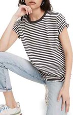 NWT Madewell Damien Stripe Whisper Cotton Crewneck Everyday T-Shirt, Medium picture