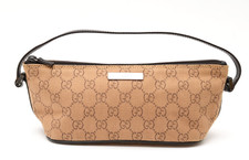 GUCCI [Rank AA] Accessory Pouch Hand Bag Purse GG Canvas Top Handle Orange Brown picture