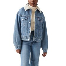 Levi's Women's Blue '90s Trucker Sherpa Lined Trucker Denim Jacket Size M picture