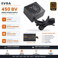 EVGA 450 BV 450W 80 Plus Bronze Power Supply 100-BV-0450-B1 | Tested & Working picture