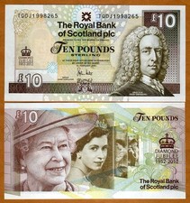 Scotland, 10 pounds, 6-2-2012, P-368, QEII, UNC Commemorative Diamond Jubilee picture