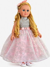 My Life As 18” Blonde City Doll Blue Eyes Pink Silver Princess Dress 2013 picture