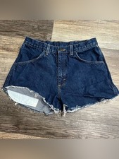 Vintage Rustler Denim Cutoff Shorts 33 Dark Wash High Rise Western Cowgirl picture