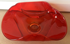 Vtg Viking Mid MCM ART GLASS  EPIC DRAPE 9” Ruby Red Centerpiece Bowl Glows Ambe picture