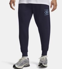 NWT Under Armour UA Men's Joggers Rival Textured Logo Pants Navy Blue Size L picture