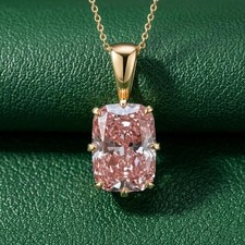 RARE 6.65 Ct Pink Treated Diamond Solitaire Pendant in 925 Silver Certified picture