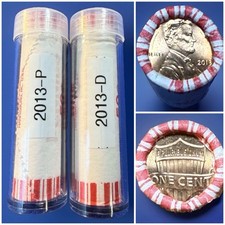 2013-P&D Lincoln Shield Cent Rolls. Fed Wrapped BU OBW Sealed In Tubes picture