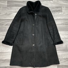 Vintage Pellacci Shearing Leather Coat Unisex Womens M Brown 80s USA Made picture