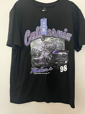 ROMWE Men's Black Crew Neck Short Sleeve Graphic Print Racing T-Shirt XL picture