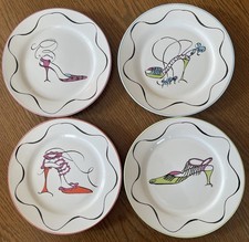 Rosanna French Inspired High Heel Stiletto Shoes Salad Plates Set Of 4 Pre-owned picture