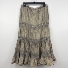 VTG Metro Wear Maxi Skirt L Renaissance Boho Shabby Hippie Crochet Tiered picture