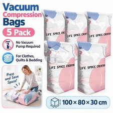 5PCS No-Pump Vacuum Storage Bags Large Cube Space Saver Compression Bags New picture