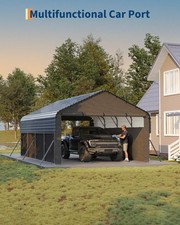 12x25FT Heavy Duty Metal Carport with Removable 220 g Tarp Enclosed Car Ports picture