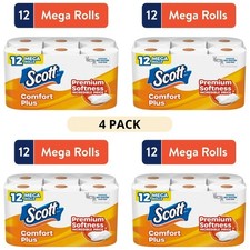 4 Pack Scott ComfortPlus Toilet Paper with 12 Mega Rolls Tissue picture